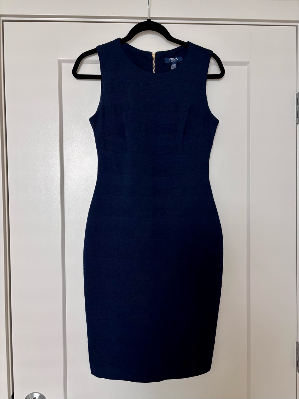 Chaps Navy Sleeveless Sheath Dress - Sleek Office to Evening